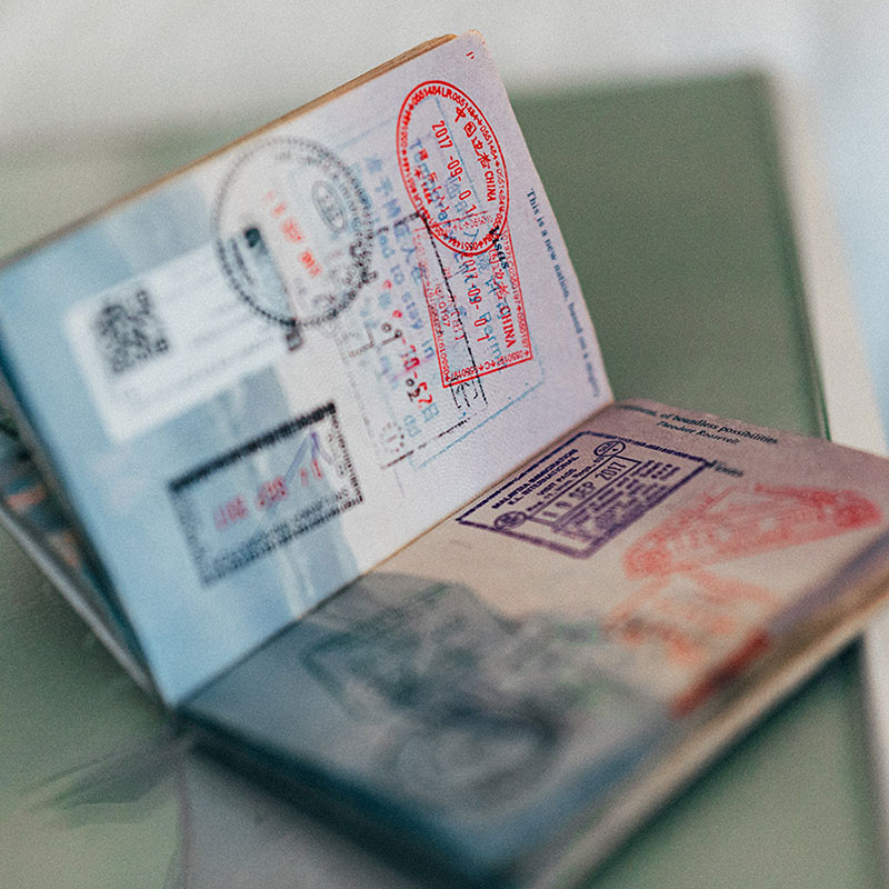 Passport with stamps